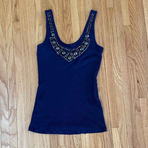 Express Navy Embellished Tank Top - Picture 1 of 2
